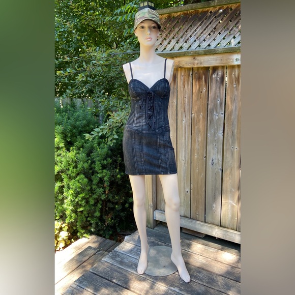 Dark Grey Denim Bustier Dress - Picture 4 of 10